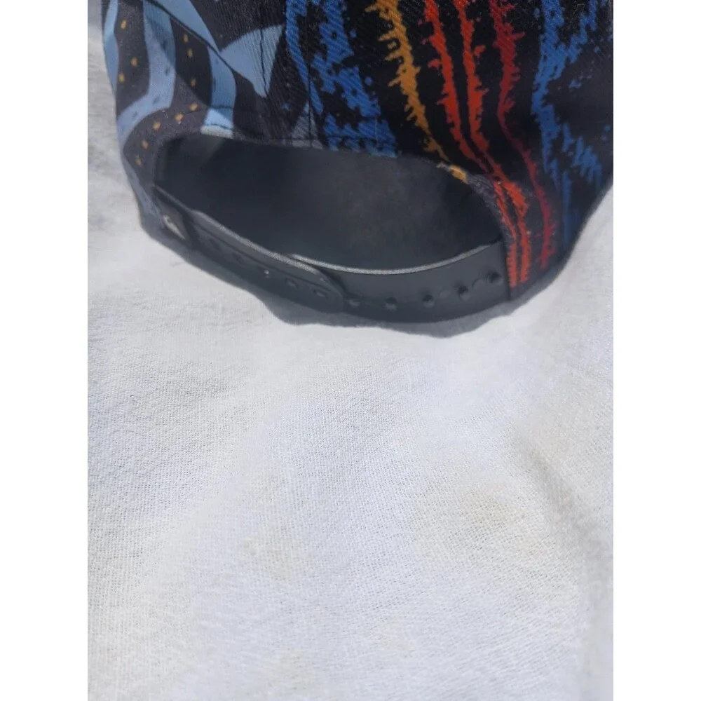 Quiksilver Geometric Aztec Tribal Print Strapback Hat Youth 53CM Brown Brim Surf